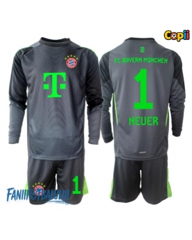 Bayern Munich Manuel Neuer #1 Portarii Echipament de Fotbal Replică 2025-26 Copii Deplasare Mâneci Lungi (+ Șorturi)